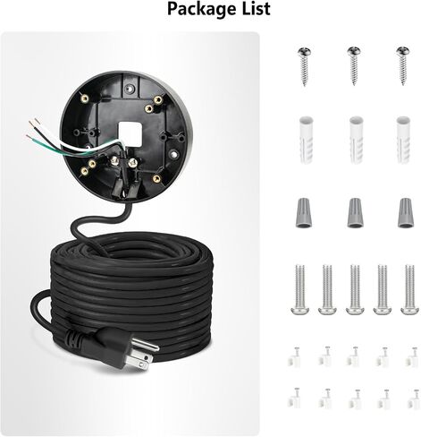 كابل الطاقة وحامل التوصيل لكاميرات Floodlight المتوافقة مع Floodlight Cam Wired Pro/Plus، كاميرا Floodlight السلكية Blink، صندوق كهربائي مع كابل مقاوم للطقس بطول 20 قدمًا - (تركيب 2 في 1 ومجموعة سلك) in Kuwait