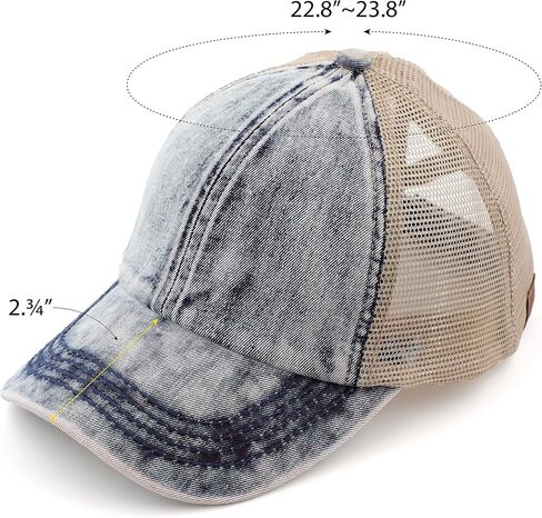 C.C Exclusives Stone Washed Distressed Cotton Criss-Cross Ponytail Hat Adjustable Baseball Cap (BT-1009) (A Crossed Elastic Band-Stone Washed_Berry) in Saudi Arabia