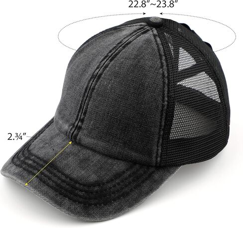 C.C Exclusives Stone Washed Distressed Cotton Criss-Cross Ponytail Hat Adjustable Baseball Cap (BT-1009) (A Crossed Elastic Band-Stone Washed_Berry) in Saudi Arabia