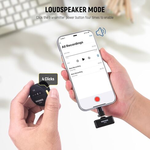 NEEWER Wireless Lavalier Microphone for USB C with Charging Case, Compatible with iPhone/Android/PC/Laptop, 48KHz/24Bit Mini Lapel Mic, Noise Canceling 24H Battery for Recording Live Vlog, KM18 in Saudi Arabia