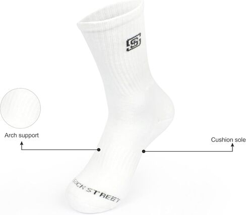 Men's Cushioned Crew Socks with Arch Support, 6 Pack Athletic Long Mid-Calf Length Compression Socks for Running, Breathable Thick Moisture Wicking Cushoin Comfort Socks - Black in Saudi Arabia