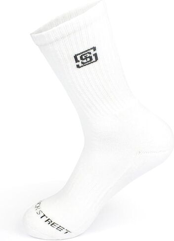 Men's Cushioned Crew Socks with Arch Support, 6 Pack Athletic Long Mid-Calf Length Compression Socks for Running, Breathable Thick Moisture Wicking Cushoin Comfort Socks - Black in Saudi Arabia