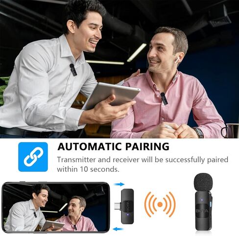 ميكروفون BOYA اللاسلكي Lavalier لأجهزة Android USB C والهواتف الذكية والكمبيوتر اللوحي وميكروفون خارجي صغير من النوع C لهاتف iPhone 15 مع ميكروفون لتسجيل الفيديو والبودكاست وبث اليوتيوب in Kuwait