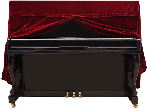 Tzong Full Piano Cover Golden Velvet More pleuche Decorated for Universal Upright Vertical Piano Upright piano universal Red 152x60x110 in Saudi Arabia