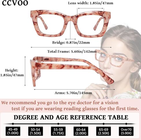 CCVOO 6 Pack Oprah Style Reading Glasses for Women Blue Light Blocking Computer Square Readers with Spring Hinge Men (A5 Mix, 2.25) in Saudi Arabia