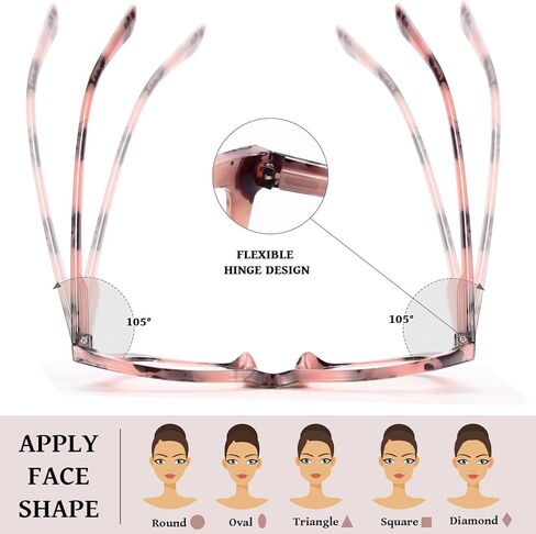 CCVOO 6 Pack Oprah Style Reading Glasses for Women Blue Light Blocking Computer Square Readers with Spring Hinge Men (A5 Mix, 2.25) in Saudi Arabia