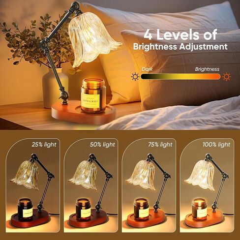 Candle Warmer Lamp, Adjustable Height Candle Warmer with Timer and 2 Light Bulbs, Upgraded Design Foldable Candle Lamps With Dimmable, Perfect Home Decor Gifts for Family, Friends and Lover (Gold) in Saudi Arabia