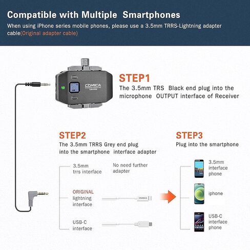 ميكروفون Comica CVM-WS50C اللاسلكي Lavalier لأجهزة iPhone مع حامل ثلاثي القوائم وشاشة في الوقت الفعلي وميكروفون لاسلكي على شكل طية صدر السترة لنظام Android وميكروفون تسجيل الفيديو لـ YouTube TikTok Livestream Vlog. in Kuwait