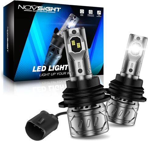 NOVSIGHT H4/HB2/9003 LED Bulbs Upgraded, 400% Brightness H4 LED Bulbs 6500K Cool White, Plug And Play With Fan, HB2/9003 Fog Light bulbs Replacement, Pack of 2 in Saudi Arabia