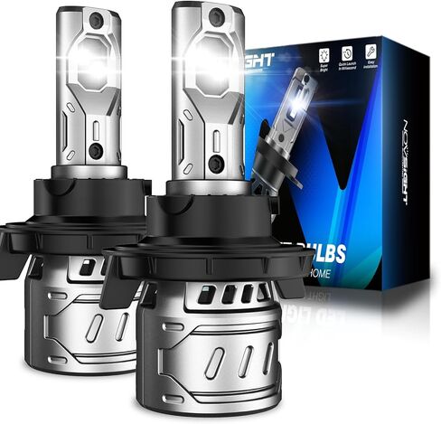 NOVSIGHT H4/HB2/9003 LED Bulbs Upgraded, 400% Brightness H4 LED Bulbs 6500K Cool White, Plug And Play With Fan, HB2/9003 Fog Light bulbs Replacement, Pack of 2 in Saudi Arabia