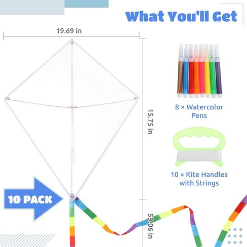 6PCS DIY Kites Set,Bulk Kites DIY Kit for Kids DIY Decorating,26.7 x 23.4 Inches Colorful Rainbow Kites for Youth Adults Easy to Fly,Large Kites for Family Time Spring Outdoor Friends Beach Activities in Saudi Arabia