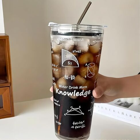 Birity Glass Cups With Lids and Glass Straws,24oz High Borosilicate Glass Tumbler Iced Coffee Smoothie Soda Water Tea Cup-Wide Mouth Reusable Mason Jar Drinking Glasses Travel Mug, Clear in Saudi Arabia
