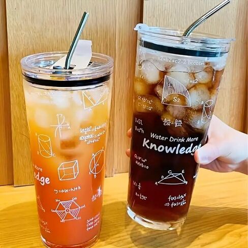 Birity Glass Cups With Lids and Glass Straws,24oz High Borosilicate Glass Tumbler Iced Coffee Smoothie Soda Water Tea Cup-Wide Mouth Reusable Mason Jar Drinking Glasses Travel Mug, Clear in Saudi Arabia