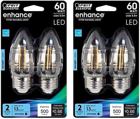Feit Electric BPETC60950CAFIL/2/RP 60W EQ LED Light Bulb E26, 2 Bulbs in Saudi Arabia
