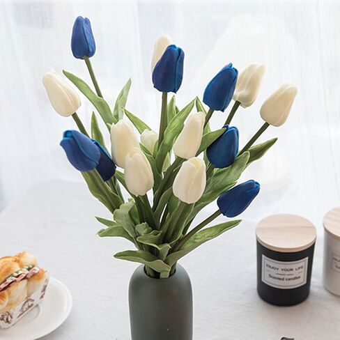 20 Pcs Tulips Artificial Flowers for Table Decor, Fake Artificial Bouquets, Realistic Tulips Flowers Decor for Wedding Party Office Kitchen Home Decor in Kuwait
