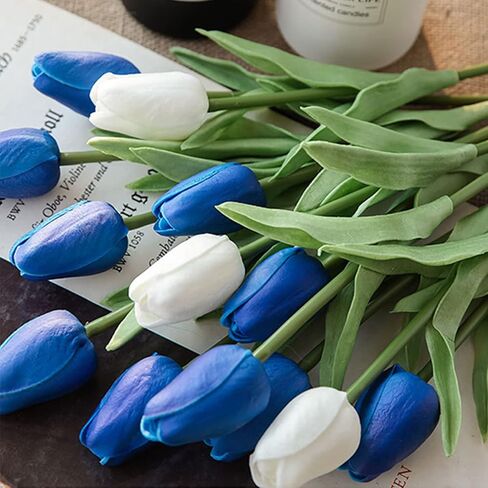 20 Pcs Tulips Artificial Flowers for Table Decor, Fake Artificial Bouquets, Realistic Tulips Flowers Decor for Wedding Party Office Kitchen Home Decor in Kuwait