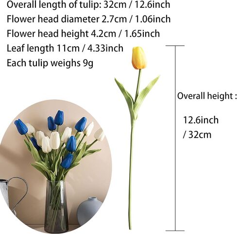 20 Pcs Tulips Artificial Flowers for Table Decor, Fake Artificial Bouquets, Realistic Tulips Flowers Decor for Wedding Party Office Kitchen Home Decor in Kuwait