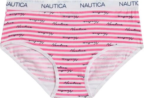 ملابس داخلية قصيرة للفتيات من Nautica - 10 قطع ملابس داخلية كاجوال قابلة للتمدد وحزام خصر متوسط ​​الخصر - ملابس داخلية قطنية للفتيات (4-12)، مقاس 7-8، وردي/مطبوع/رمادي منقط/أزرق/مخطط in Saudi Arabia