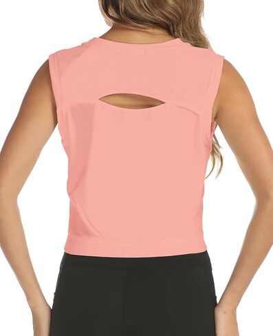 ARRIVE GUIDE Workout Crop Tops for Women Cute Loose Fit Tank Tops Casual Summer Yoga Athletic Sports Tanks Gym Cotton T Shirts for Women Vneck Peach Fuzz S in Saudi Arabia