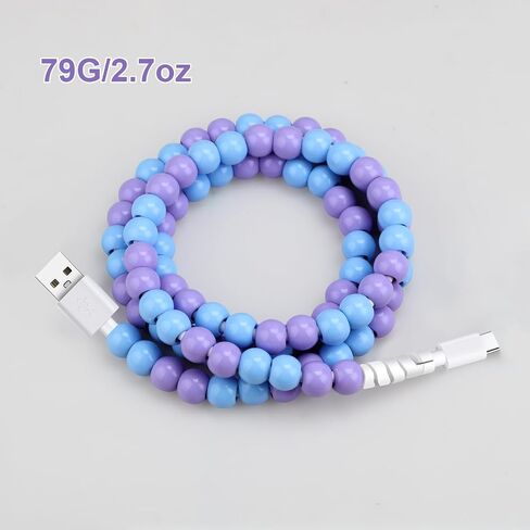 Aolcev USB C Cable 66W Fast USB to USB C Charging Cable Stylish and Durable Beaded USB Type C Charger Cord for iPhone 15 Pro Max/Pro/Plus Samsung S24 S23 S22 S21 Multicolored in Kuwait