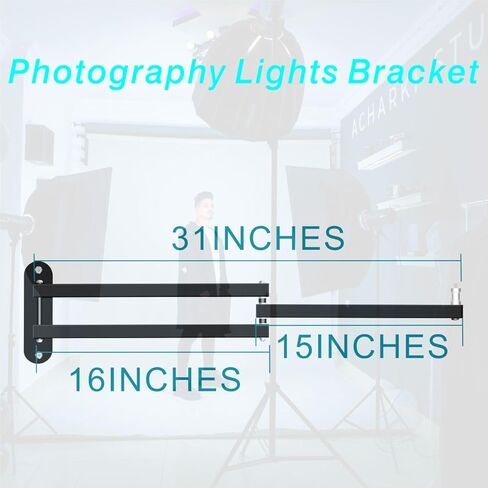 ذراع ذراع التثبيت على الحائط، ممتد بطول 2.6 قدم و31 بوصة أفقيًا بزاوية 180 درجة قابلة للطي لتوفير مساحة طويلة، لحامل الميكروفون للبث المباشر في المنزل أو المكتب (1/4 براغي) in Kuwait
