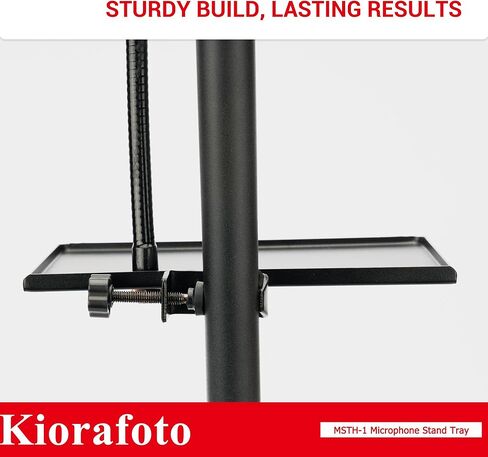 صينية حامل للميكروفون، رف صينية حامل للميكروفون مع حامل ميكروفون ذو رقبة معقوفة، مشبك على الصينية متوافق مع معظم حوامل الميكروفون حامل ثلاثي القوائم/حامل أوراق الموسيقى لتسجيل البث المباشر لمرحلة الاستوديو in Kuwait