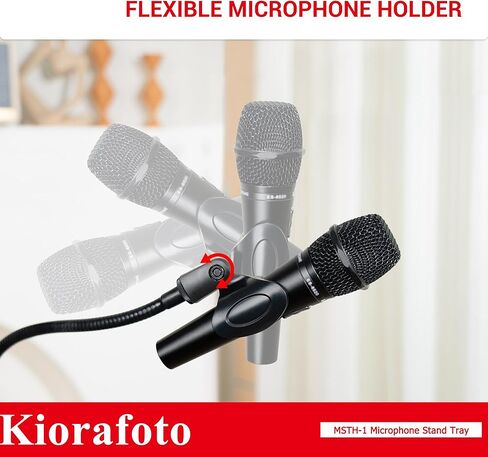 صينية حامل للميكروفون، رف صينية حامل للميكروفون مع حامل ميكروفون ذو رقبة معقوفة، مشبك على الصينية متوافق مع معظم حوامل الميكروفون حامل ثلاثي القوائم/حامل أوراق الموسيقى لتسجيل البث المباشر لمرحلة الاستوديو in Kuwait