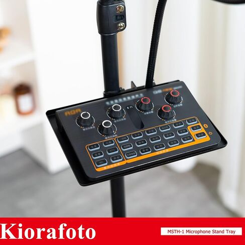 صينية حامل للميكروفون، رف صينية حامل للميكروفون مع حامل ميكروفون ذو رقبة معقوفة، مشبك على الصينية متوافق مع معظم حوامل الميكروفون حامل ثلاثي القوائم/حامل أوراق الموسيقى لتسجيل البث المباشر لمرحلة الاستوديو in Kuwait