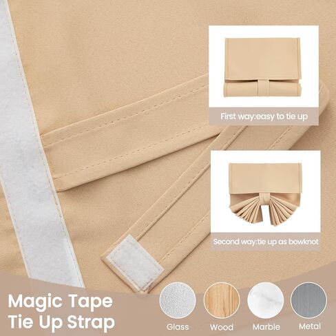 Velcro Door Curtain Tie Up Door Blind Thermal Insulated Small Door Curtains for Door Window/Small Front Door/Classroom Door, 1 Panel, W26 x L20, Brown in Saudi Arabia