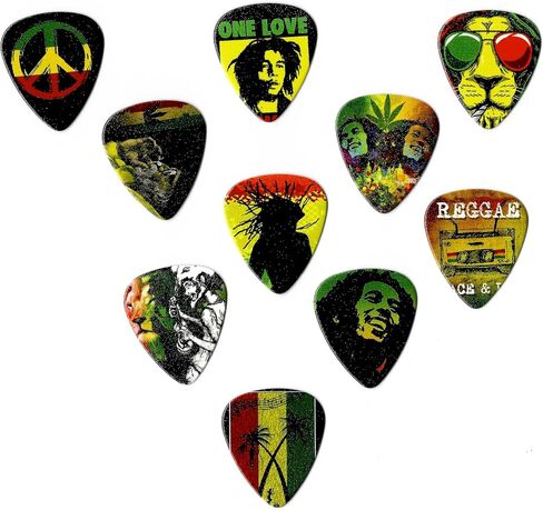 Rastafarian Guitar Picks, Set of 10, Assorted Colors, Medium, Mixed in Saudi Arabia