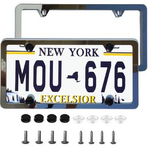 Black Silicone License Plate Frames, 2 Pack License Plate Holder Bracket Without Obstruction, Universal License Plate Cover | Rust-Proof, Anti-Rattle, Weather-Proof for US Car