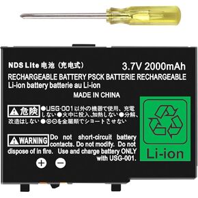 Battery for Nintendo NDS, 850mAh Rechargeable Lithium-ion Battery Pack Tool Kit for Nintendo DS NDS NTR-001 NTR-003