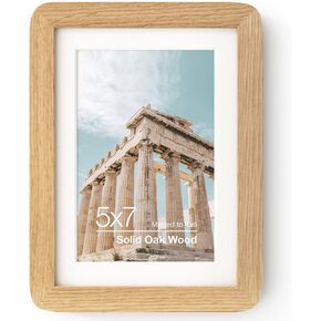 8x10 Picture Frame | Solid Oak Wood 8 x 10 Photo Frame | 8x10 Picture Frame With Mat For 5x7 | Plexiglas And Hanging Hardware Included | 8 By 10 Picture Frame Wood (Natural Oak, 1 Pack)