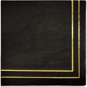 Gift Boutique 120 Black and White Cocktail Beverage Napkins 3 Ply Black Trim Stripe Disposable Paper Dessert Napkin for Wedding Holiday Baby Shower Graduation Table Setting Party Supplies Decoration