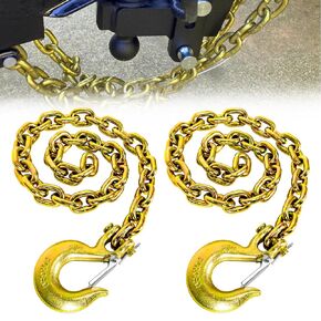 G80 Trailer Safety Chain 39 Inch | Tow Chain with 3/8'' Clevis Snap Hook | 2-Pack Heavy Duty Chain Break Strength 25,000 lbs for Towing