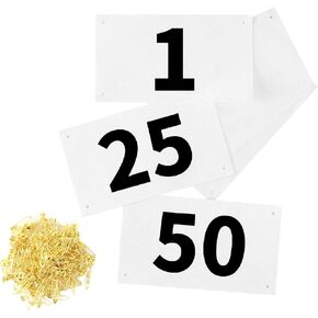 Running Race Bibs with Safety Pins 4"x7"Tearproof,Waterproof Running Bib for Marathon Runners Events Sports Games (1-100 Number)