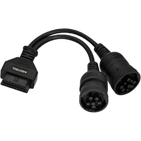 OBD 6pin 9pin J1708 J1939 Cable for Truck 6+9pin to OBD2 16pin Adapter Fit for Cummins Heavy Duty Truck Scanner Cable OBD to 9pin J1939 and 6pin J1708 Split Y Cable for Diesel Truck Diagnostic