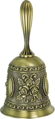 PATIKIL Hand Bell, 1pcs Dinner Bell Call Bell Vintage Carved Metal for Dinner Service Church Wedding Christmas, Gold in Saudi Arabia
