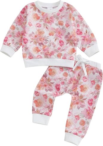 WZTYYDS Toddler Baby Girl Clothes 6 12 18 24 Months Fall Outfits Long Sleeves Sweatshirt Tops Pants Set 1-5T in Kuwait