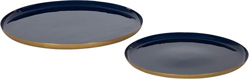 Kate and Laurel Neila Modern Tray Set, 2 Pieces, White and Gold, Decorative Trays for Storage and Display in Saudi Arabia