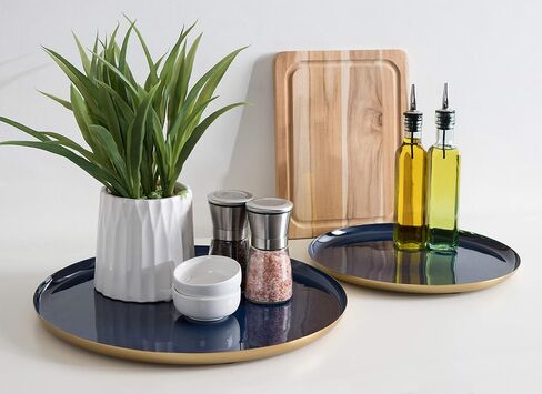 Kate and Laurel Neila Modern Tray Set, 2 Pieces, White and Gold, Decorative Trays for Storage and Display in Saudi Arabia
