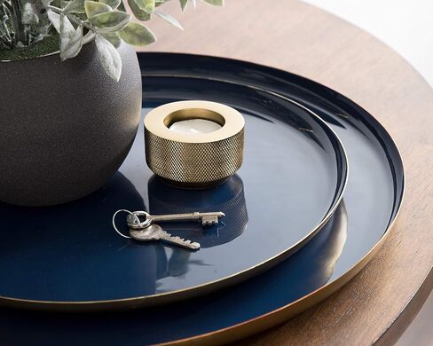 Kate and Laurel Neila Modern Tray Set, 2 Pieces, White and Gold, Decorative Trays for Storage and Display in Saudi Arabia