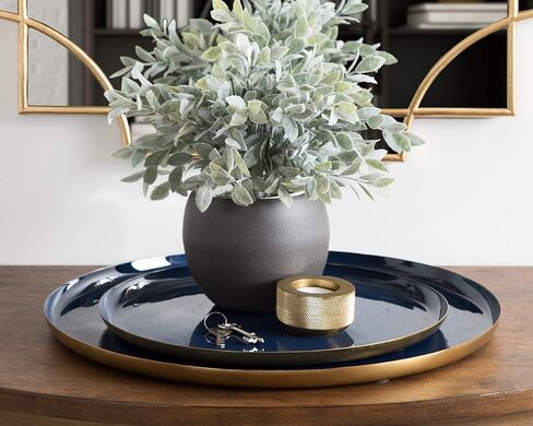 Kate and Laurel Neila Modern Tray Set, 2 Pieces, White and Gold, Decorative Trays for Storage and Display in Saudi Arabia
