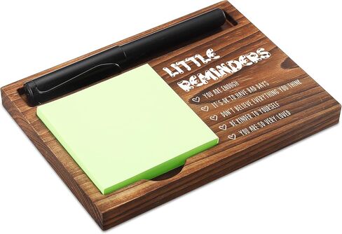 Sticky Note Holder Wooden Notepad & Pen Holder 6.5" x 4.7" Sticky Note Pad Holder Dispenser for Desk Work Humor Gifts, NPA178 in Saudi Arabia