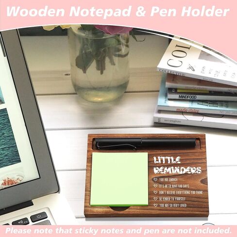Sticky Note Holder Wooden Notepad & Pen Holder 6.5" x 4.7" Sticky Note Pad Holder Dispenser for Desk Work Humor Gifts, NPA178 in Saudi Arabia