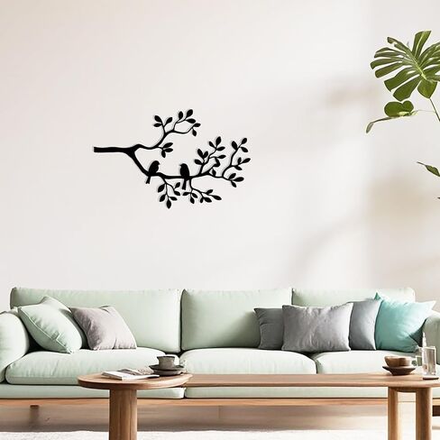 Jidecor Metal Branch Birds Wall Art Decor Black Leaves with Birds Metal Sculpture for Home Balcony Garden Above Bed Living Room Outdoor Wall Hanging Decoration in Saudi Arabia