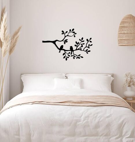 Jidecor Metal Branch Birds Wall Art Decor Black Leaves with Birds Metal Sculpture for Home Balcony Garden Above Bed Living Room Outdoor Wall Hanging Decoration in Saudi Arabia