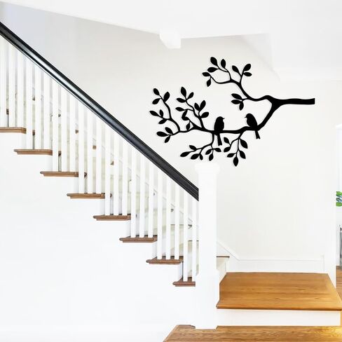 Jidecor Metal Branch Birds Wall Art Decor Black Leaves with Birds Metal Sculpture for Home Balcony Garden Above Bed Living Room Outdoor Wall Hanging Decoration in Saudi Arabia