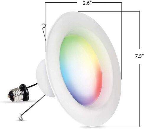 Feit Electric Smart Recessed Light, Fits Most 5-6" Can Housing, Works with Alexa or Google Assistant, Dimmable, 75W Equiv, 1000 Lumens, 2.4GHz WiFi Color Changing Downlight, LEDR6/RGBW/AG, 1 Pack in Saudi Arabia