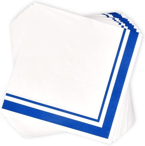 Gift Boutique 120 Black and White Cocktail Beverage Napkins 3 Ply Black Trim Stripe Disposable Paper Dessert Napkin for Wedding Holiday Baby Shower Graduation Table Setting Party Supplies Decoration in Kuwait